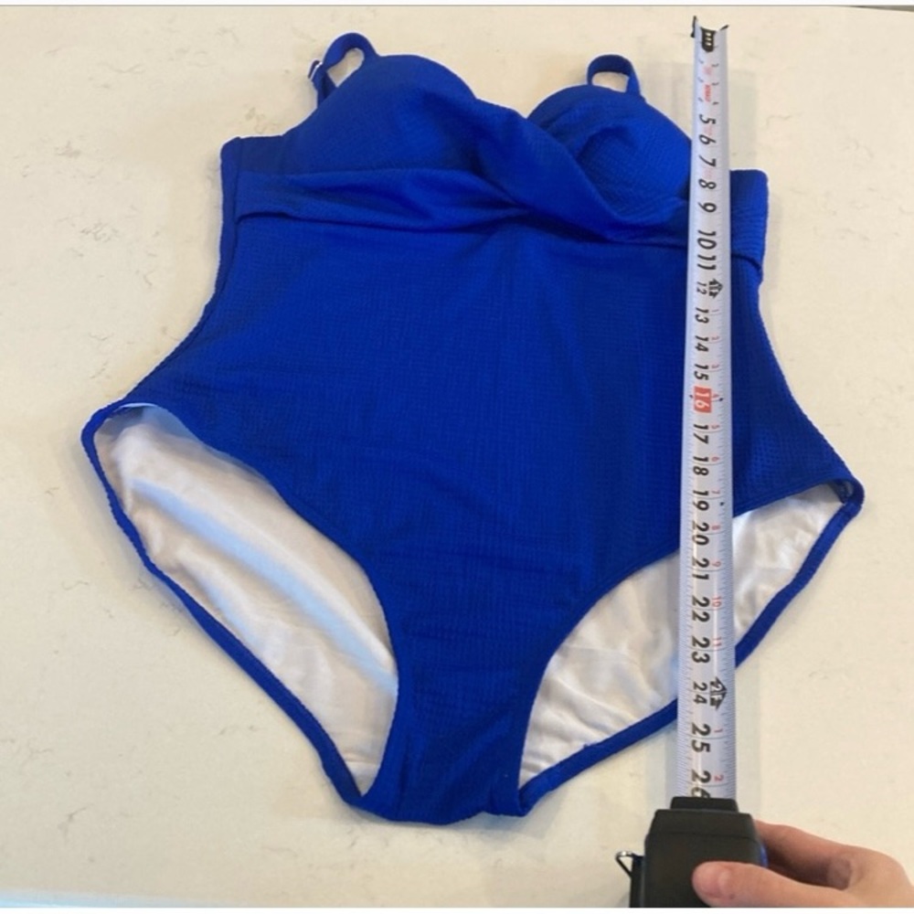 Boden Capri Cup Size Swimsuit Cobalt Blue Seersucker One-Piece Padded Bra 38B - Picture 11 of 11